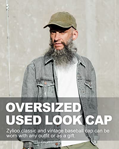 Zylioo XXL Baseball Cap for Big Heads Men Women, Washed Denim Dad Hat - color: Khaki, size: Large