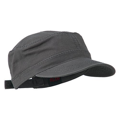 Garment Washed Adjustable Army Cap - color: Charcoal Grey Osfm