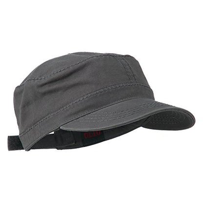 Garment Washed Adjustable Army Cap - color: Charcoal Grey Osfm