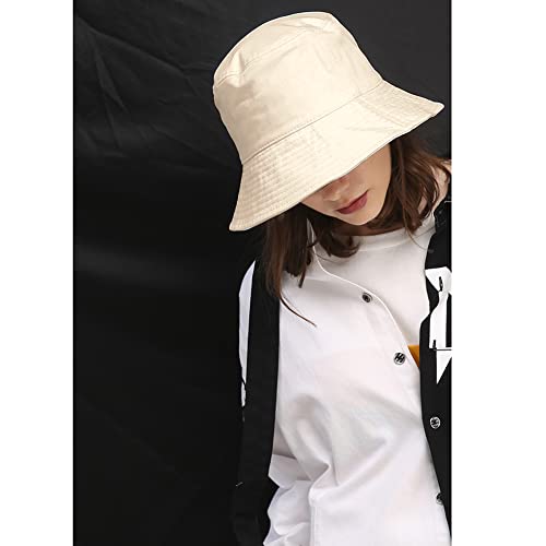 Unisex Bucket Hat Beach Sun Hat Aesthetic Fishing Hat for Men Women Teens, Reversible Double-Side-Wear - color: Beige