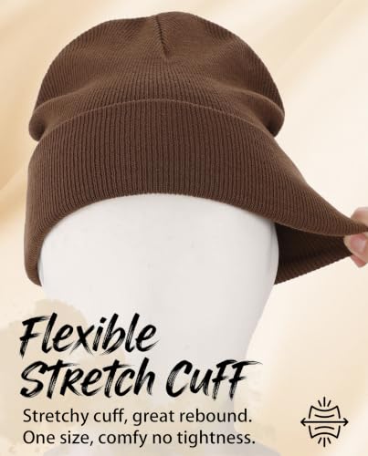 Connectyle Men's Cuffed Beanie Hat Double Layer Knit Winter Watch Cap - color: Coffee
