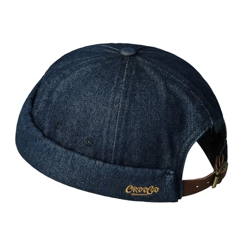 Clakllie Cotton Docker Hat Brimless Hats for Men Retro Sailor Skullcap - color: Fma2503-blue