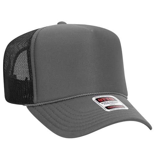 BROTHER TRUCKERS The World's Greatest Polyester Trucker Hat Blank in 73+ Colors - Wholesale Snapback Hat - color: Ch. Grey/ Ch.grey/Black
