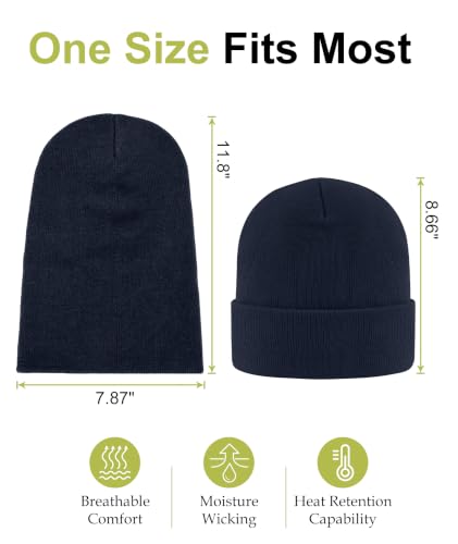 IYEBRAO 2-Pack Unisex Cuffed Beanie Hat for Men Women Skull Knit Cap - color: Dark Grey&navy Blue 2pcs