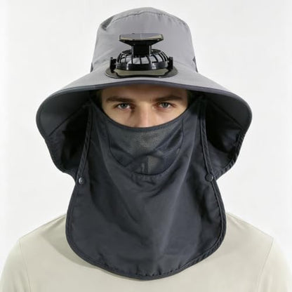 Outdoor Sun Hat Detachable Neck Face Flap UPF 50+UV Protection Visor Fishing Hats with Neck Flap for Men & Women - color: Light Gray