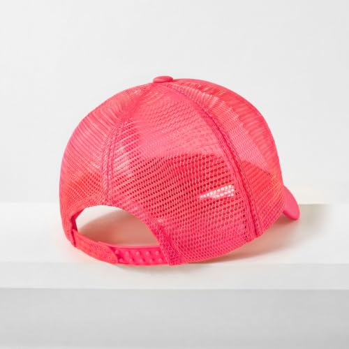CHOK.LIDS Blank Foam Trucker Hat, Retro Mesh Rope Snapback Cap, Men Women - color: Curved Brim (Neon Pink)