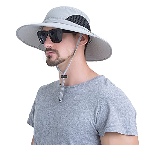 YR.Lover.Outdoor Boonie Men and Women's Hat Sun Protection Waterproof Cap for Safari Fishing Hunting Bucket Hat - color: Light Gray1