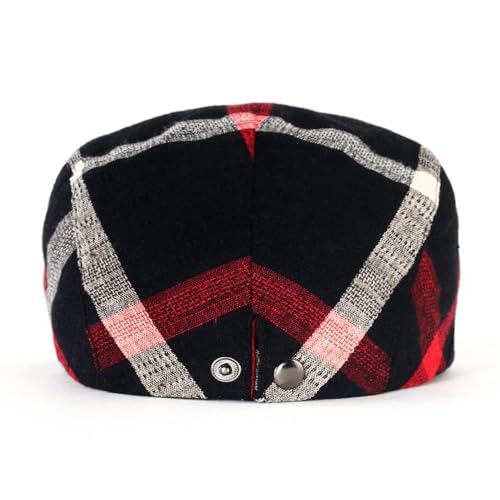 2 Pack Mens Newsboy Flat Cap Plaid Ivy Gatsby Cabbie Driving Golf Hat Beret - color: 2 Pcs Set H