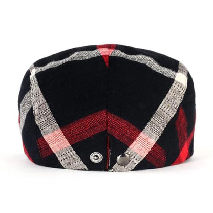 2 Pack Mens Newsboy Flat Cap Plaid Ivy Gatsby Cabbie Driving Golf Hat Beret - color: 2 Pcs Set H