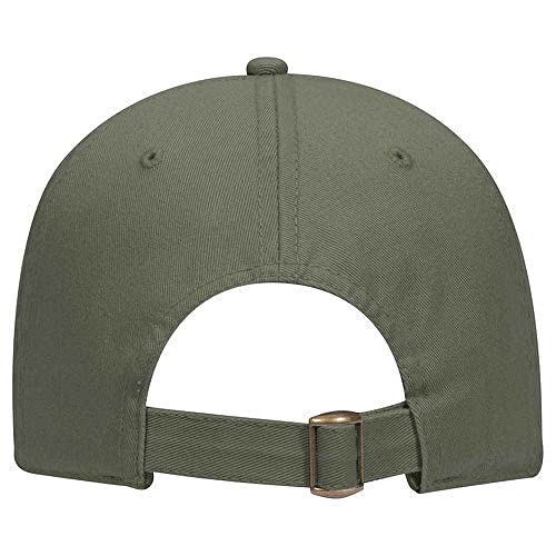 Ashen Fane 6 Panel Low Profile Garment Washed Superior Cotton Twill Dad Hat with Buckle - color: Ol. Green