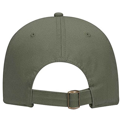 Ashen Fane 6 Panel Low Profile Garment Washed Superior Cotton Twill Dad Hat with Buckle - color: Ol. Green