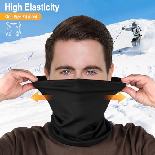 LUOLIIL VOE 2 Pack Winter Neck Gaiter Warmer for Men&Women,Windproof Face Cover Fleece Face Mask Scarf for Cold Weather Sport - color: Black+grey