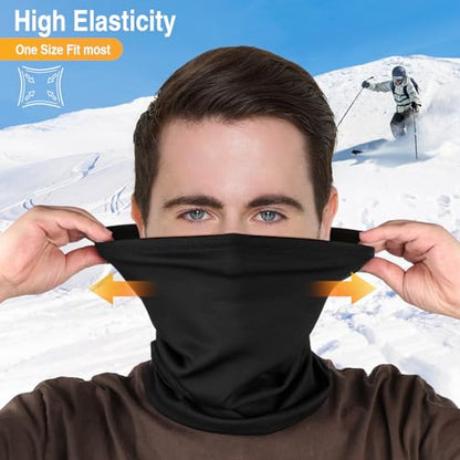 LUOLIIL VOE 2 Pack Winter Neck Gaiter Warmer for Men&Women,Windproof Face Cover Fleece Face Mask Scarf for Cold Weather Sport - color: Black+grey