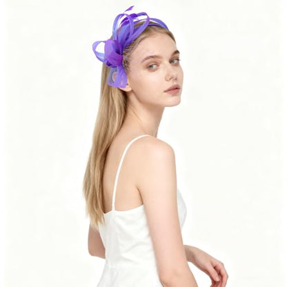 Fascinators Hats for Women, Fascinator Headband Tea Party Hat - color: Purple