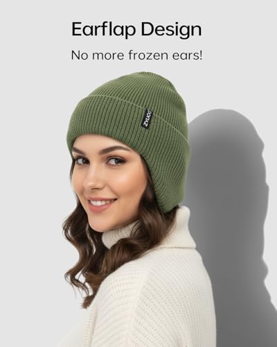 Zylioo XXL XL L Beanie for Big Heads Men Women, Ear Flap Winter Knit Hat - color: Black-gray, size: X-Large-3X-Large