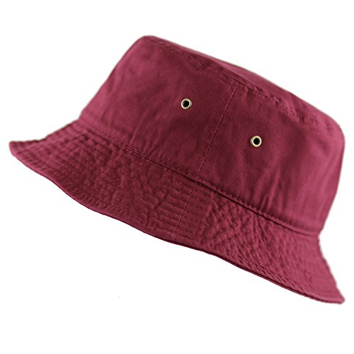 Cotton Bucket Hat Packable Sun Hat – Unisex Summer Travel Beach Fisherman Hat for Men Women Outdoor Fishing Hiking - color: Burgundy, size: Large-X-Large