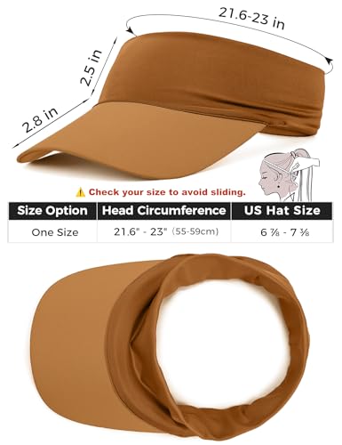ROYBENS Cooling Visor Hat Women Men, Elastic Headband Sun Visor Golf Cap - color: Brown