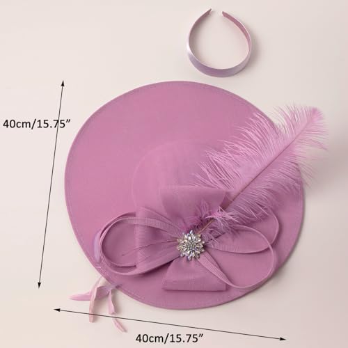 Unpifolov Fascinators Hats Elegant Women Flower Mesh Feathers Wedding Cocktail Bride Headband for Derby Hat Tea Party - color: Purple