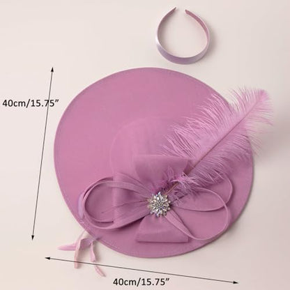 Unpifolov Fascinators Hats Elegant Women Flower Mesh Feathers Wedding Cocktail Bride Headband for Derby Hat Tea Party - color: Purple