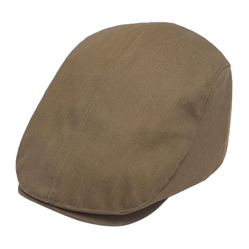 ZLYC Men Cotton Flat Cap Summer Scally Newsboy Beret Driver Hat - color: Back Buckle Brown