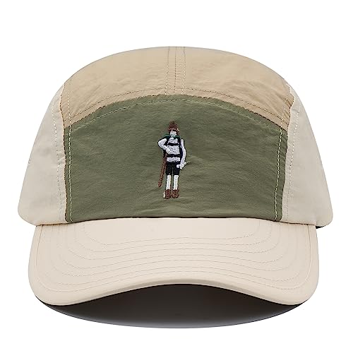 CLAPE 5 Panel Cap Curved Bill Dad Golf Cap Waterproof Nylon Hat Stylish Embroidered Baseball Cap Hip Pop Dancing Snapback Cap - color: Dotb1-beige
