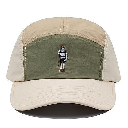 CLAPE 5 Panel Cap Curved Bill Dad Golf Cap Waterproof Nylon Hat Stylish Embroidered Baseball Cap Hip Pop Dancing Snapback Cap - color: Dotb1-beige