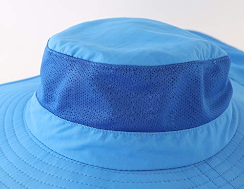 Home Prefer Outdoor UPF50+ Mesh Sun Hat Wide Brim Fishing Hat with Neck Flap Sun Hat for Men Women - color: Blue
