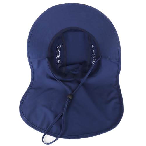 Connectyle UPF 50+ Sun Hat with Neck Flap Wide Brim Bucket Hats Breathable Fishing Hiking Gardening Safari Hat for Men Women - color: Navy Blue