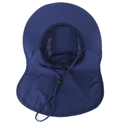 Connectyle UPF 50+ Sun Hat with Neck Flap Wide Brim Bucket Hats Breathable Fishing Hiking Gardening Safari Hat for Men Women - color: Navy Blue