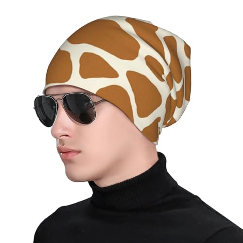 Beanie Hat for Men Women Slouchy Beanie Skull Sleep Cap Soft Lightweight Chemo Hat Stretch Cancer Headwear - color: Giraffe
