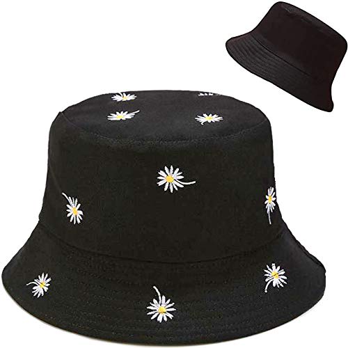 XYIYI Cute Bucket Hat Beach Fisherman Hats for Women, Reversible Double-Side-Wear - color: Daisy