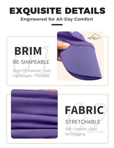 ROYBENS Cooling Visor Hat Women Men, Elastic Headband Sun Visor Golf Cap - color: Purple