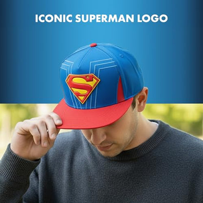 Concept One Unisex Adult DC Comics Superman Baseball Cap, Adult Adjustable Snapback Hat with Flat Brim for Men and Women - color: Blue