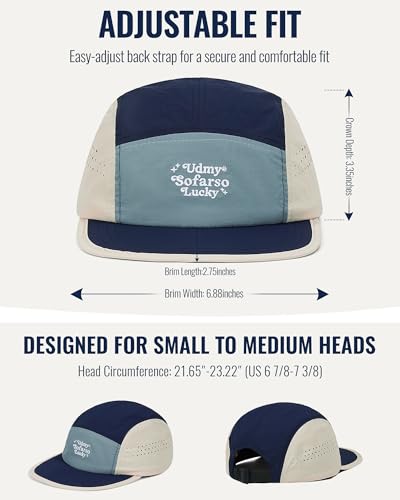 CLAPE Quick Dry 5 Panel Hat for Men, Breathable Mesh Lightweight Running Cap Outdoor Streetwear Flat Brim Hat - color: Bs265p15-navyblue