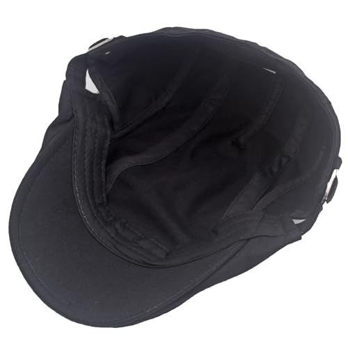 Quanhaigou Men's Cotton Flat Ivy Gatsby Newsboy Driving Hat Adjustable Irish Cabbie Ivy Driving Hunting Cap - color: Black