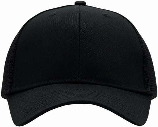 Mens Mesh Snapback Trucker Hat Baseball Cap, Fits OSFM&XXL Head - color: Curved Black, size: Medium-Large