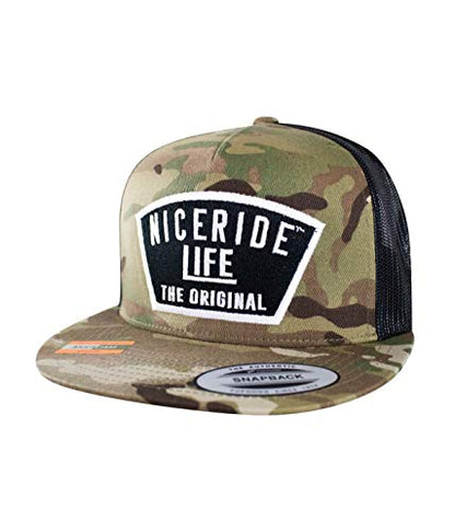 Grinder Embroidered Classic Snapback Trucker Baseball Hat - color: Multi-cam