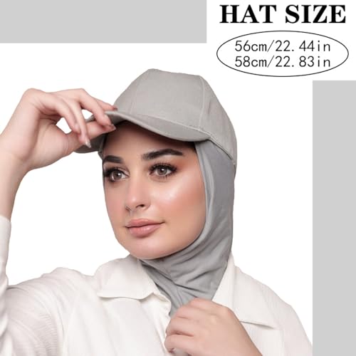 One-Piece Hijab Baseball Cap for Women Quick Dry Sun Hat Outdoor Headscarf - color: Grey