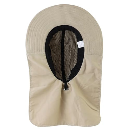 Falari Outdoor Sun Hat, Wide Brim with Neck Flap, Safari Hiking Gardening Fishing Hat - color: Khaki