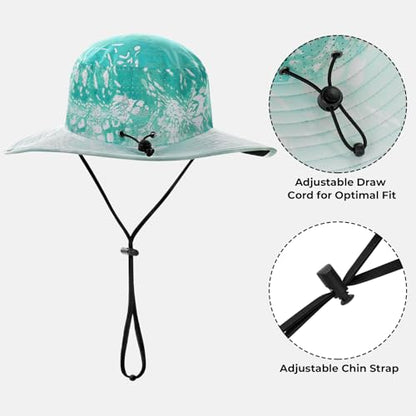 KastKing Sol Armis UPF 50 Boonie Hat for Sun Protection,Men Women - color: Prym1 Turquoise Fizz Fade