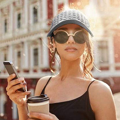 Syhood 3 Pcs Women Sun Visor Hat - color: Black, Khaki, Gray