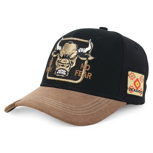 Trendy Apparel Shop Bull Embroidered Western Snapback Trucker Cap - color: Black Brown 4