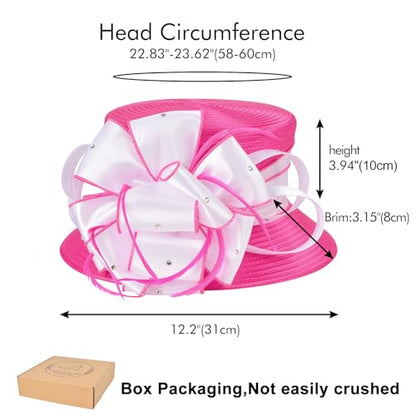2026 Bucket Hats for Women Ladies Girls, Autumn Winter Fascinator Hat for Derby Kentucky Church Bridal UV Protection - color: 4585rose