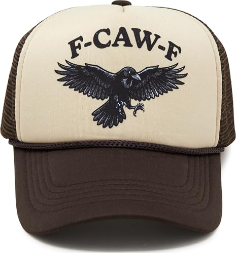 Funky Junque Premium Mesh Snapback Trucker Hat - Stylish Comfort for All - Patriotic, Humor & More - color: F-caw-f - Beige/Brown