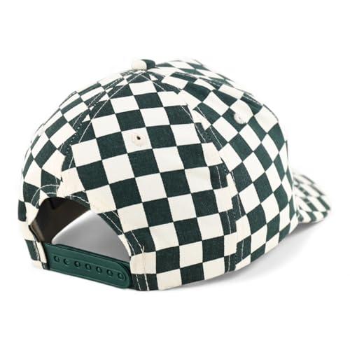 Trendy Apparel Shop Structured 5 Panel Checkered Print Baseball Cap - color: Dark Green