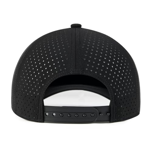 BOTVELA Men Adjustable Snapback Laser Cut Mesh Baseball Cap - color: Black