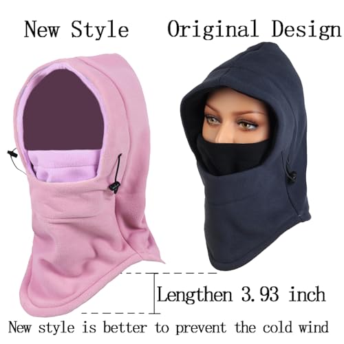Warm Fleece Balaclava Ski Bike Full Face Mask Neck Warmer Winter Sports Cap - color: Pink+purple