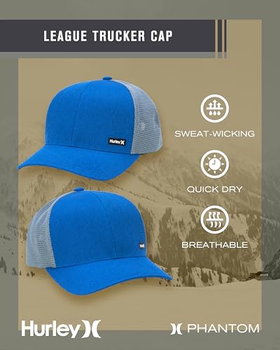 Hurley Men's Caps - H2O-Dri League Baseball Caps for Men with Snapback Closure - Classic Mens Trucker Hats (S-XL) - color: Blue Beyond