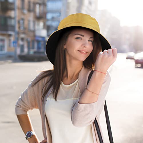 WLLHYF Bucket Hats, Reversible Cotton Sun Hat Foldable (Dual Color)