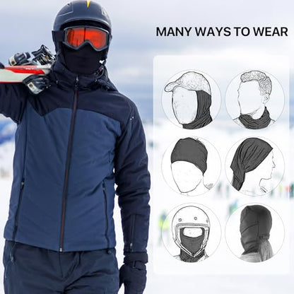 Balaclava Ski Mask Waterproof Anti-Fogging Windproof Winter Gear Thermal Face Mask for Men Women - color: Jet Black L
